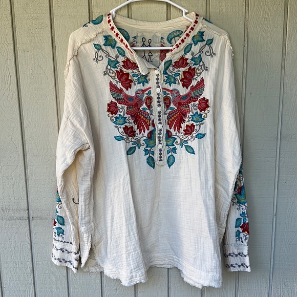 Johnny Was NWT embroidered blouse Deangelo Gauze top - Picture 2 of 9